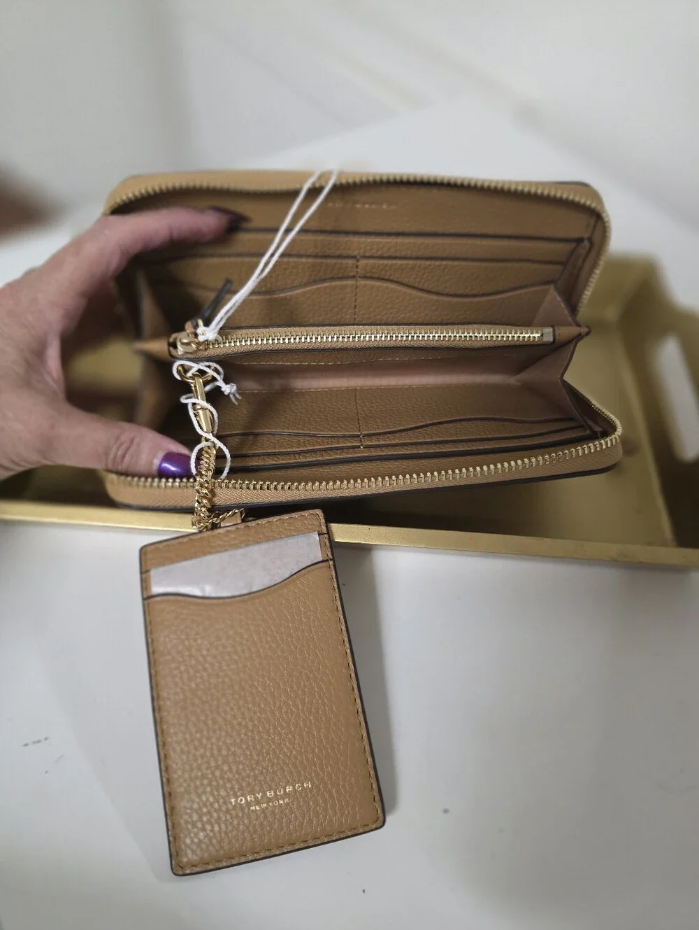 Tory Burch Tan Zip-Around Leather Wallet